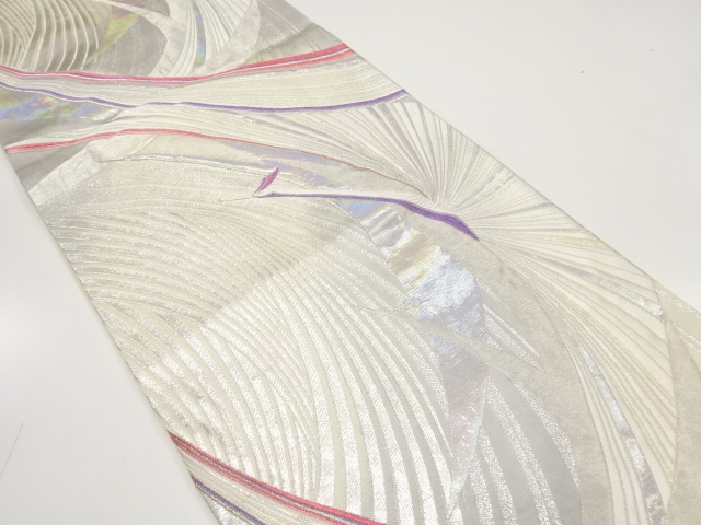 JAPANESE KIMONO / ANTIQUE FUKURO OBI / SILK / WOVEN CRANE